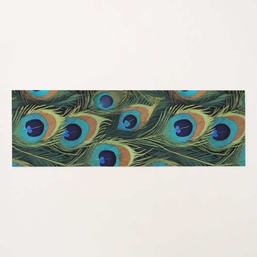 Boho Peacock Feathers Yogamatte (Rückseite (Horizontal))