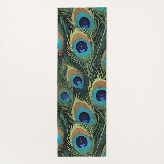 Boho Peacock Feathers Yogamatte (Rückseite)