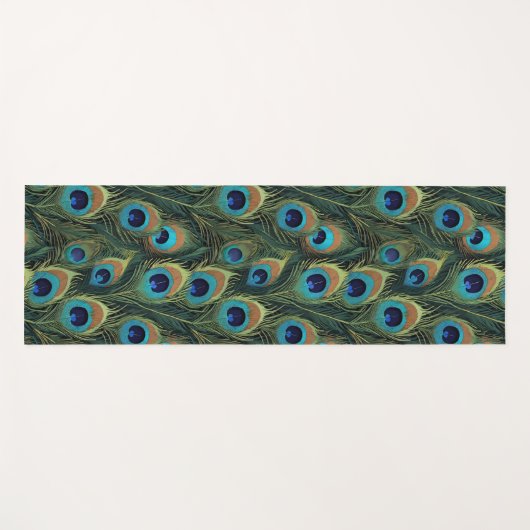 Boho Peacock Feathers Yogamatte (Vorderseite (Horizontal))