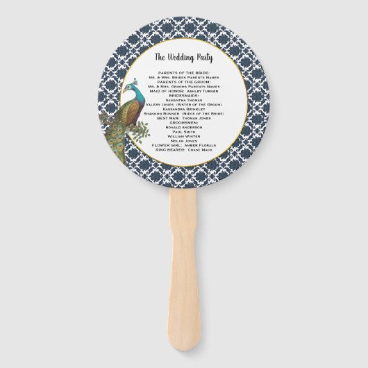 Boho Peacock Gray Aquamarin Gold Wedding Program Fächer (Rückseite)