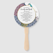 Boho Peacock Gray Aquamarin Gold Wedding Program Fächer (Vorderseite)