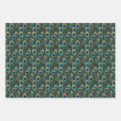 Boho Peacocks und lebendige Pfauenfeathers Florals Geschenkpapier Set (Vorderseite 3)