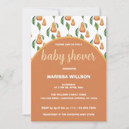 Boho Pear Watercolor Handgemalt Einladung