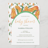 Boho Pear Watercolor Handgemalt Einladung (Vorne/Hinten)