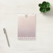 Boho Pearl Shimmer Glam Kraft Rustikales Monogramm Post-it Klebezettel (Büro)