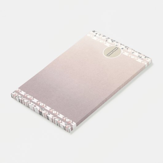 Boho Pearl Shimmer Glam Kraft Rustikales Monogramm Post-it Klebezettel (angewinkelt)