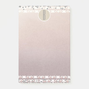 Boho Pearl Shimmer Glam Kraft Rustikales Monogramm Post-it Klebezettel