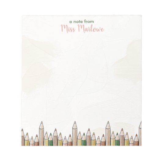 Boho Pencils Lehrer Wertschätzung Personalisiert Notizblock (Vorderseite)