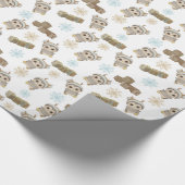 Boho Penguin and Snowflakes Baby Boy Geschenkpapier (Ecke)