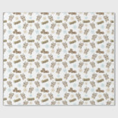 Boho Penguin and Snowflakes Baby Boy Geschenkpapier (Flach)