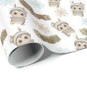 Boho Penguin and Snowflakes Baby Boy Geschenkpapier (Rolleneckpunkt)