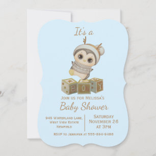 Boho Penguin Boy Baby Dusche Einladung