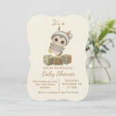 Boho Penguin Boy Baby Dusche Einladung (Stehend Vorderseite)