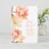 Boho Peonies Baby Shower Einladung (Stehend Vorderseite)