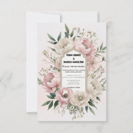 Boho Peonies Blush & Ivory Floral Wedding Save The Date