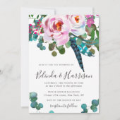 Boho Peonies Botanical Wedding Einladung (Vorderseite)