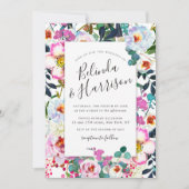 Boho Peonies Einladung zur Hochzeit (Vorderseite)