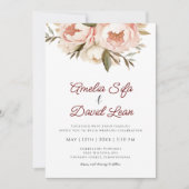 Boho Peonies Floral Wedding Einladung (Vorderseite)