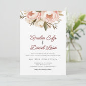 Boho Peonies Floral Wedding Einladung (Stehend Vorderseite)
