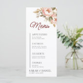 Boho Peonies Floral Wedding Menükarte (Stehend Vorderseite)