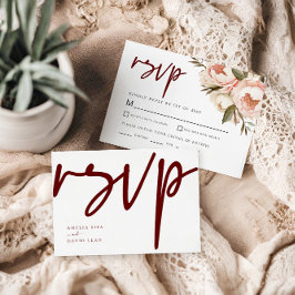 Boho Peonies Floral Wedding RSVP Karte