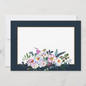 Boho Peonies Navy Gold Floral Modern Vielen Dank Dankeskarte (Rückseite)
