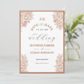 Boho Peony Botanical Foto Wedding Save The Date (Stehend Vorderseite)