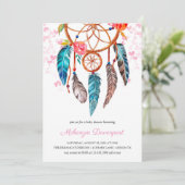 Boho peony Floral Dreamcatcher Girl Baby Shower Einladung (Stehend Vorderseite)