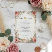 Boho Peony Rose Floral Wedding Einladung