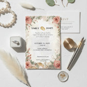 Boho Peony Rose Floral Wedding Einladung