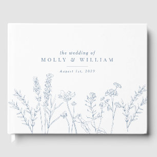 Boho Periwinkle Blue Wildblume Wedding Guest Book Gästebuch