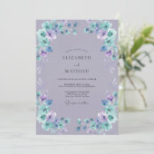 Boho Periwinkle Türkis Gemalte Hochzeit Einladung (Stehend Vorderseite)