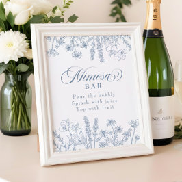 Boho Periwinkle Wildblume Mimosa Bar Sign Fotodruck
