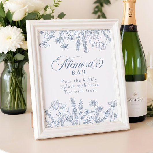 Boho Periwinkle Wildblume Mimosa Bar Sign Fotodruck