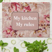 Boho Personalisiert Retro Design Blume Muster pink Geschirrtuch (Gefaltet)