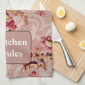 Boho Personalisiert Retro Design Blume Muster pink Geschirrtuch (Viertel Falte)