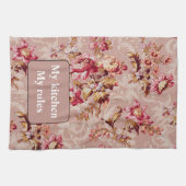 Boho Personalisiert Retro Design Blume Muster pink Geschirrtuch (Horizontal)