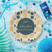 Boho Personalisiert Sun Moon Stars Blau gelb Pappteller (Party)