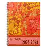 Boho Personalisiert Teacher Hübsch Modernes Orange Notizblock (Vorderseite)