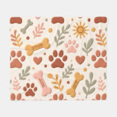 Boho Pet Blanket | Cozy Paw Print & Heart Design Fleecedecke (Vorderseite (Horizontal))