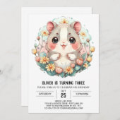 Boho Pet Party Hamster Birthday Einladung (Vorne/Hinten)