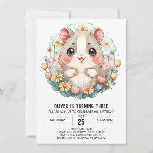 Boho Pet Party Hamster Birthday Einladung