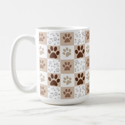 Boho Pet Paw Checkered Kaffeetasse (Links)