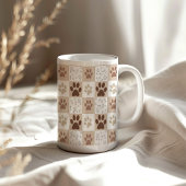 Boho Pet Paw Checkered Kaffeetasse