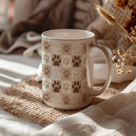 Boho Pet Paw Checkered Kaffeetasse