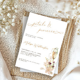 Boho Petals & Prosecco Extravagantes Script-Brautp Einladung
