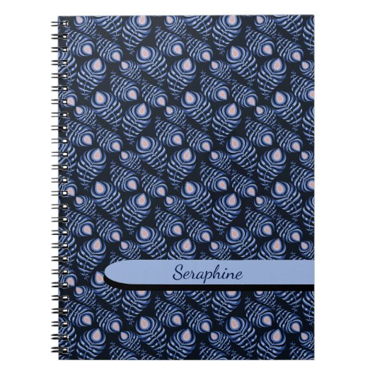Boho Pfauenfeder Notizbuch Notizblock (Vorderseite)