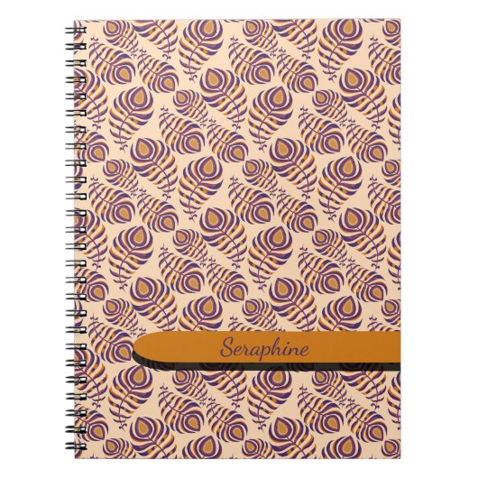 Boho Pfauenfeder Notizbuch Notizblock (Vorderseite)