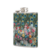 Boho Pfauenfedern und Wildblumen Flachmann (Links)