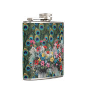 Boho Pfauenfedern und Wildblumen Flachmann (Rechts)
